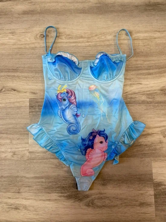 RARE Dolls Kill x My Little Pony mermaid Aquatic Soul One Piece Swimsuit- NWOT - Picture 6 of 16